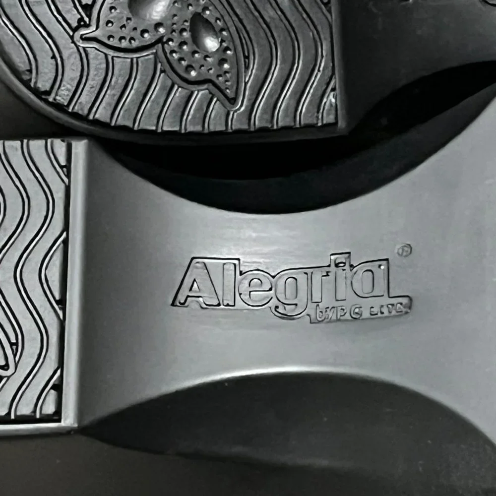 Alegria Asha‎ Black Crackle Black Leather Sandals Size 36